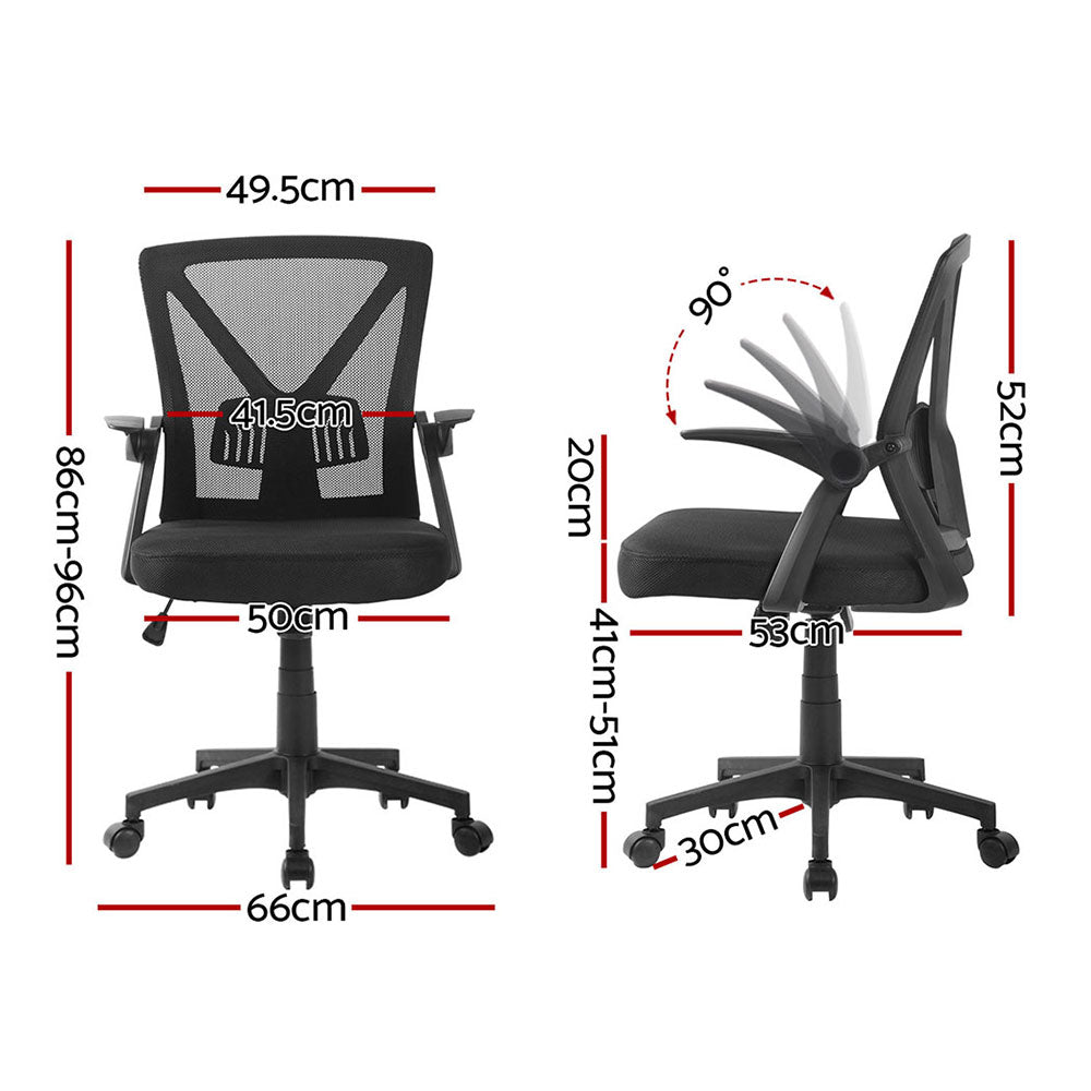 2x Mesh Office Chair Mid Back Black - Furniture > Office > Office & Desk Chairs - Rivercity House & Home Co. (ABN 18 642 972 209) - Affordable Modern Furniture Australia