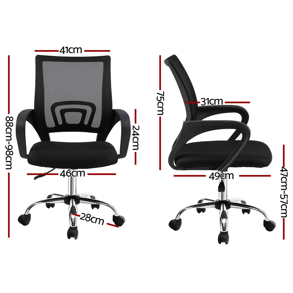 2x Mesh Office Chair Mid Back Black - Furniture > Office > Office & Desk Chairs - Rivercity House & Home Co. (ABN 18 642 972 209) - Affordable Modern Furniture Australia