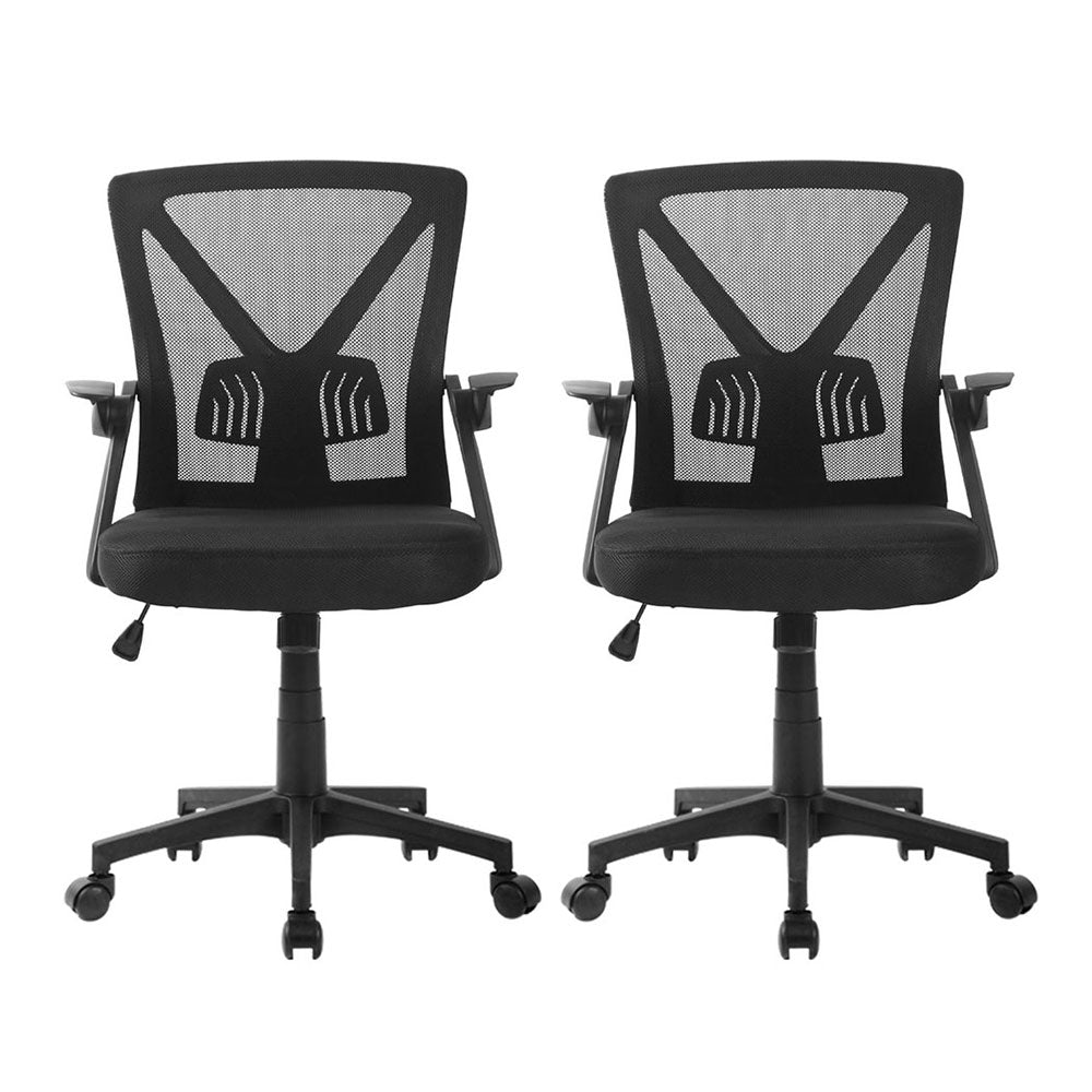 2x Mesh Office Chair Mid Back Black - Furniture > Office > Office & Desk Chairs - Rivercity House & Home Co. (ABN 18 642 972 209) - Affordable Modern Furniture Australia