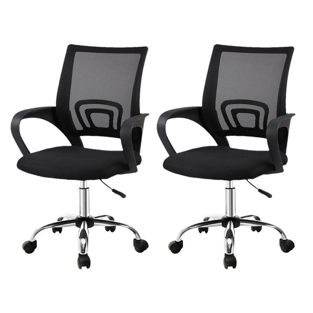 2x Mesh Office Chair Mid Back Black - Furniture > Office > Office & Desk Chairs - Rivercity House & Home Co. (ABN 18 642 972 209) - Affordable Modern Furniture Australia
