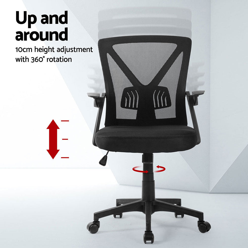 2x Mesh Office Chair Mid Back Black - Furniture > Office > Office & Desk Chairs - Rivercity House & Home Co. (ABN 18 642 972 209) - Affordable Modern Furniture Australia