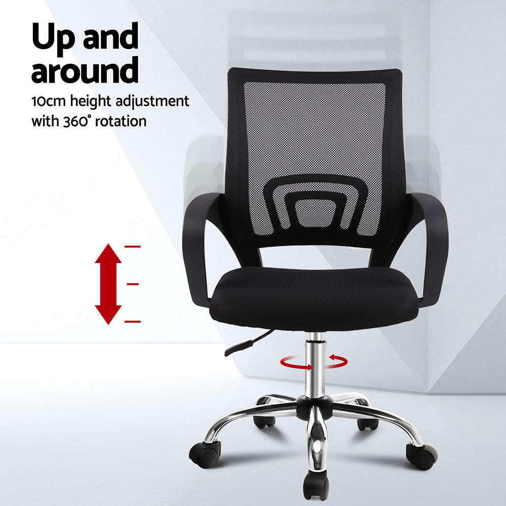 2x Mesh Office Chair Mid Back Black - Furniture > Office > Office & Desk Chairs - Rivercity House & Home Co. (ABN 18 642 972 209) - Affordable Modern Furniture Australia