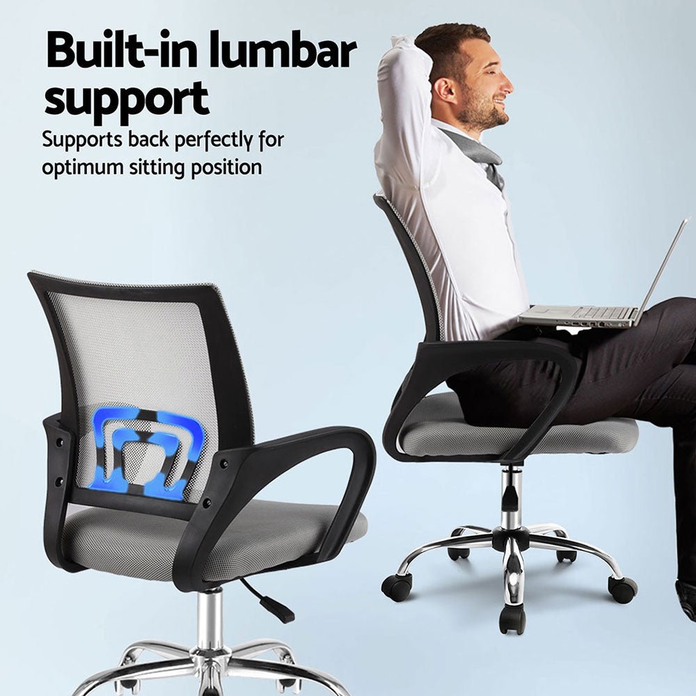 2x Mesh Office Chair Mid Back Grey - Furniture > Office > Office & Desk Chairs - Rivercity House & Home Co. (ABN 18 642 972 209) - Affordable Modern Furniture Australia