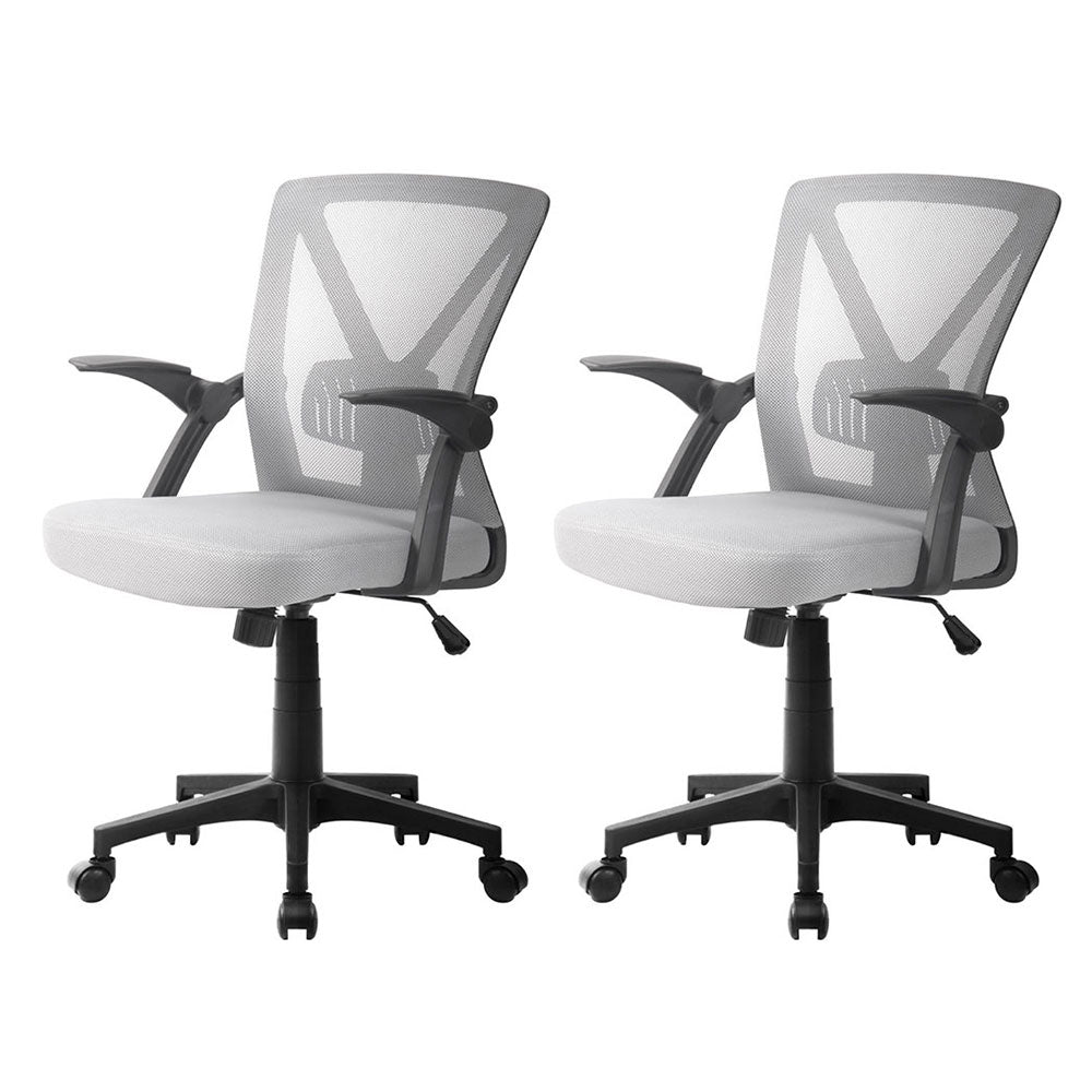 2x Mesh Office Chair Mid Back Grey - Furniture > Office > Office & Desk Chairs - Rivercity House & Home Co. (ABN 18 642 972 209) - Affordable Modern Furniture Australia