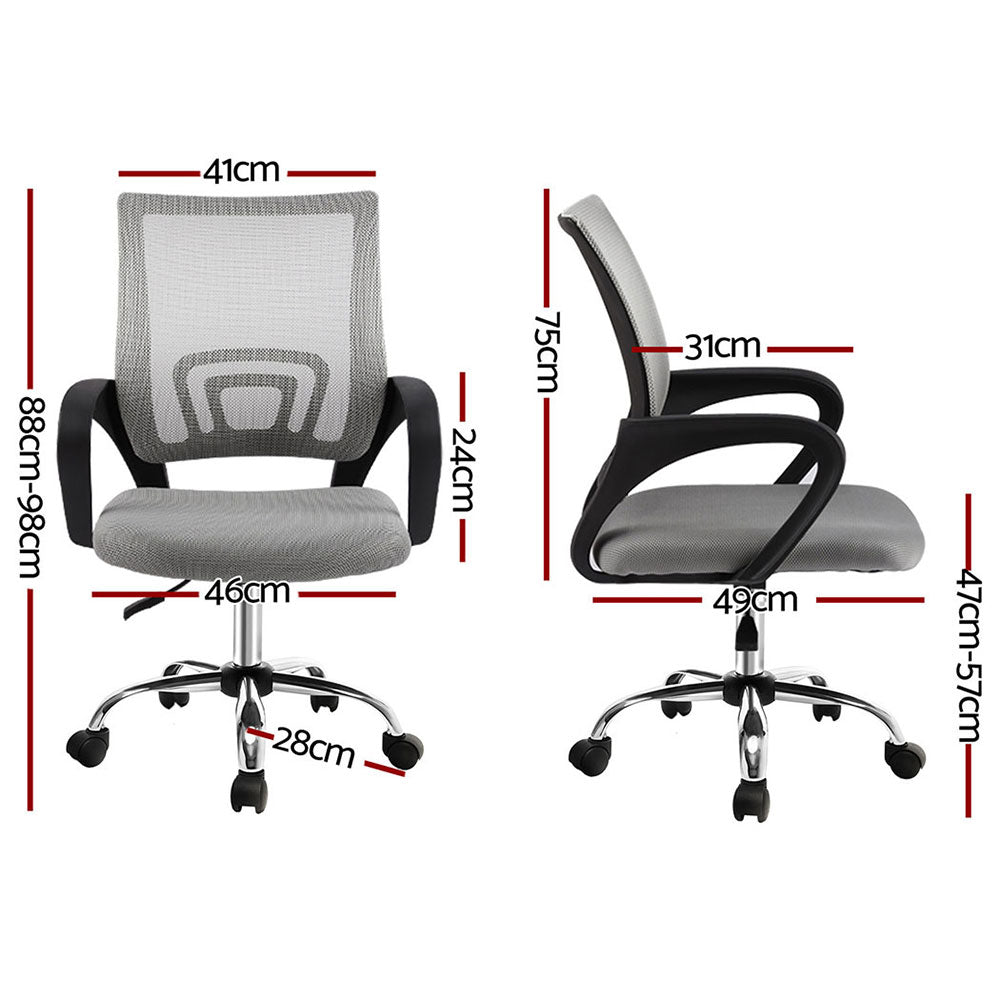 2x Mesh Office Chair Mid Back Grey - Furniture > Office > Office & Desk Chairs - Rivercity House & Home Co. (ABN 18 642 972 209) - Affordable Modern Furniture Australia