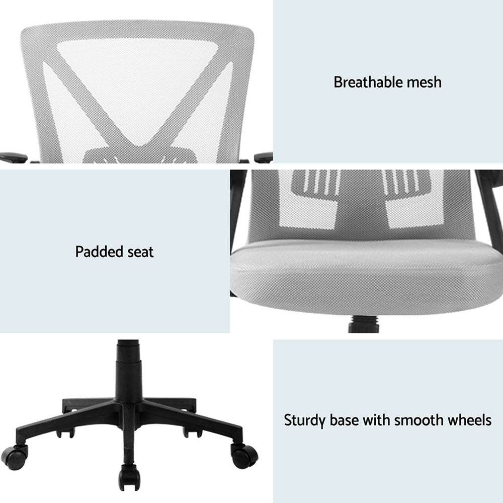 2x Mesh Office Chair Mid Back Grey - Furniture > Office > Office & Desk Chairs - Rivercity House & Home Co. (ABN 18 642 972 209) - Affordable Modern Furniture Australia