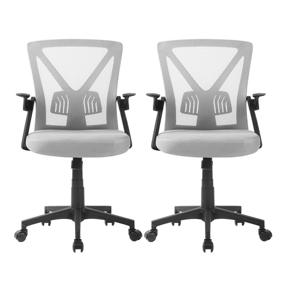 2x Mesh Office Chair Mid Back Grey - Furniture > Office > Office & Desk Chairs - Rivercity House & Home Co. (ABN 18 642 972 209) - Affordable Modern Furniture Australia