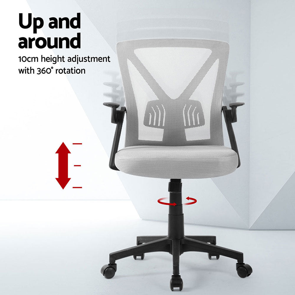 2x Mesh Office Chair Mid Back Grey - Furniture > Office > Office & Desk Chairs - Rivercity House & Home Co. (ABN 18 642 972 209) - Affordable Modern Furniture Australia