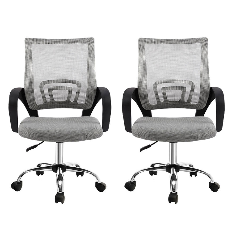 2x Mesh Office Chair Mid Back Grey - Furniture > Office > Office & Desk Chairs - Rivercity House & Home Co. (ABN 18 642 972 209) - Affordable Modern Furniture Australia