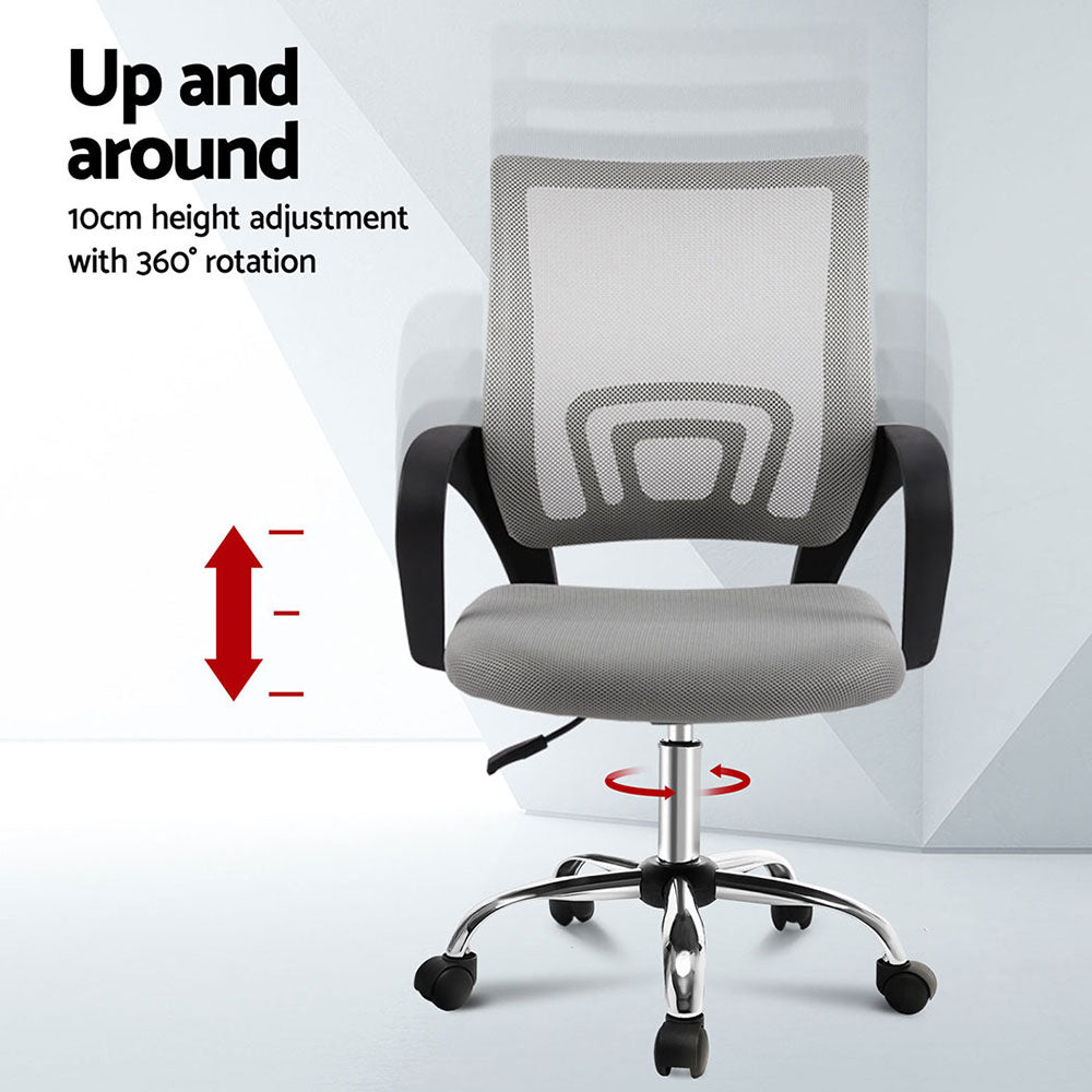2x Mesh Office Chair Mid Back Grey - Furniture > Office > Office & Desk Chairs - Rivercity House & Home Co. (ABN 18 642 972 209) - Affordable Modern Furniture Australia