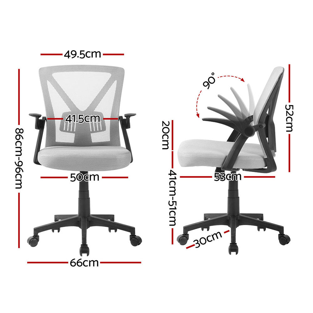 2x Mesh Office Chair Mid Back Grey - Furniture > Office > Office & Desk Chairs - Rivercity House & Home Co. (ABN 18 642 972 209) - Affordable Modern Furniture Australia