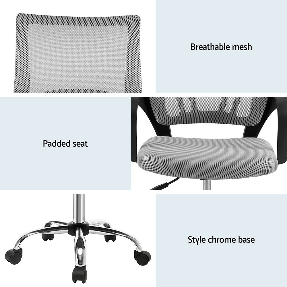 2x Mesh Office Chair Mid Back Grey - Furniture > Office > Office & Desk Chairs - Rivercity House & Home Co. (ABN 18 642 972 209) - Affordable Modern Furniture Australia