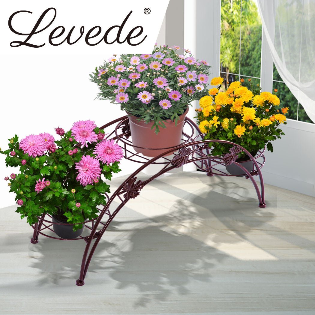 2X Metal 3 - Tier Plant Stand for Indoor Outdoor Use - Bronze - Rivercity House & Home Co. (ABN 18 642 972 209) - Affordable Modern Furniture Australia