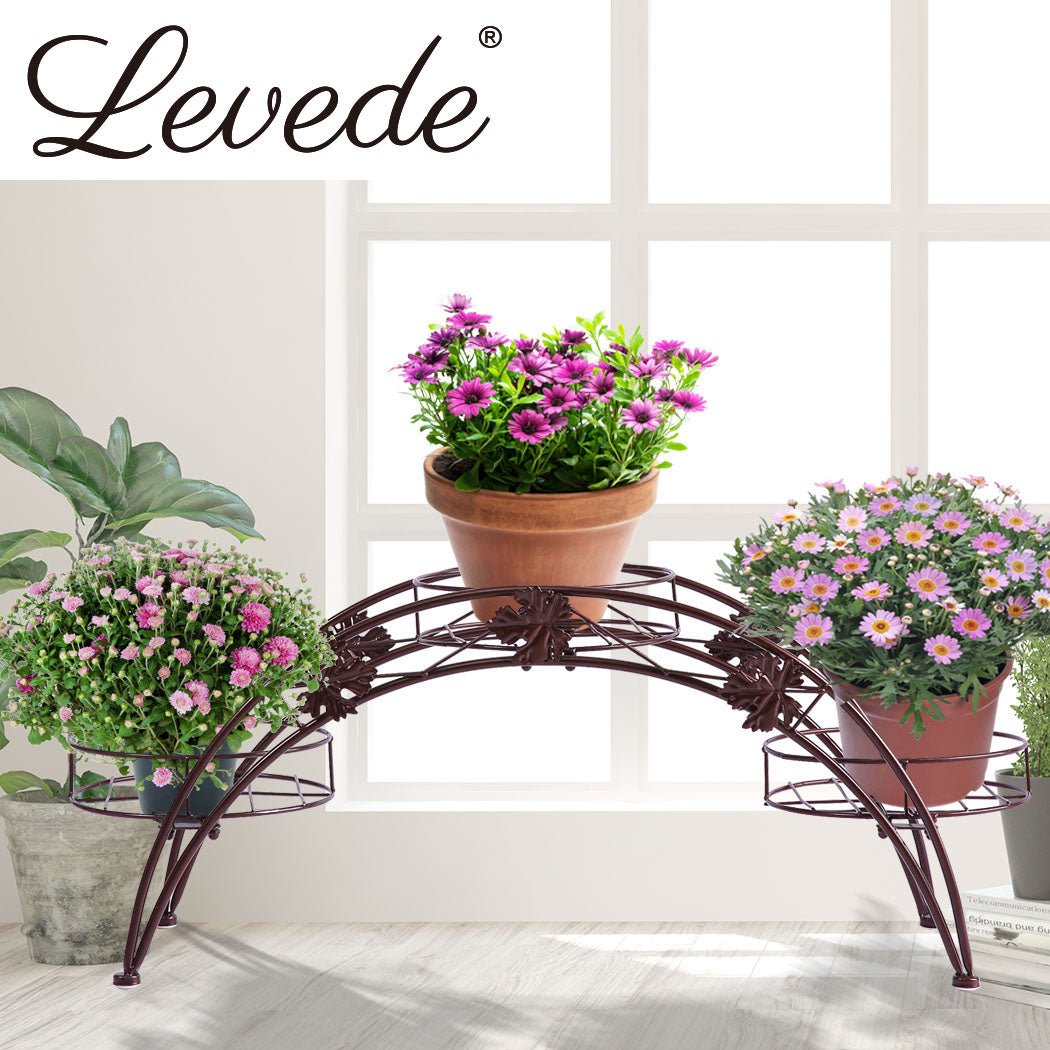 2X Metal 3 - Tier Plant Stand for Indoor Outdoor Use - Bronze - Rivercity House & Home Co. (ABN 18 642 972 209) - Affordable Modern Furniture Australia