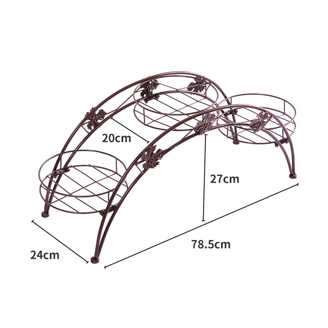 2X Metal 3 - Tier Plant Stand for Indoor Outdoor Use - Bronze - Rivercity House & Home Co. (ABN 18 642 972 209) - Affordable Modern Furniture Australia
