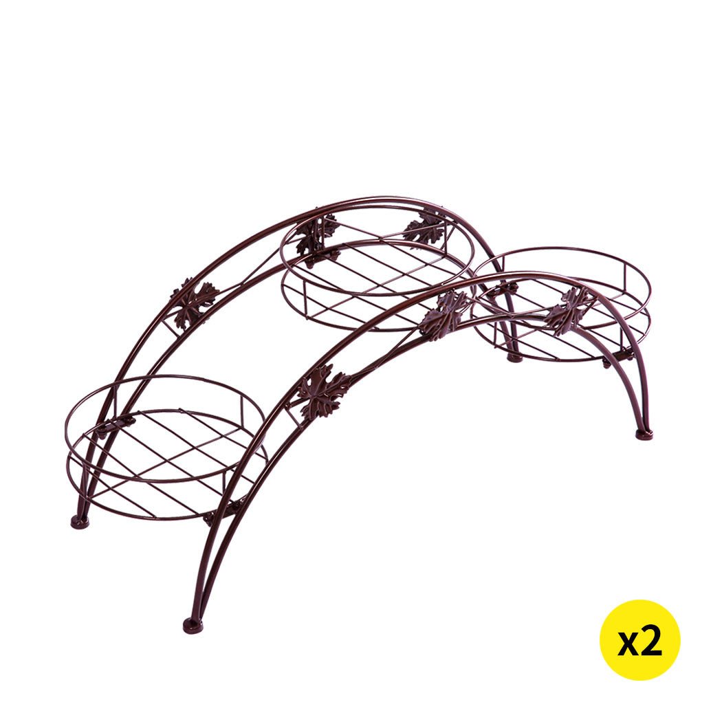 2X Metal 3 - Tier Plant Stand for Indoor Outdoor Use - Bronze - Rivercity House & Home Co. (ABN 18 642 972 209) - Affordable Modern Furniture Australia