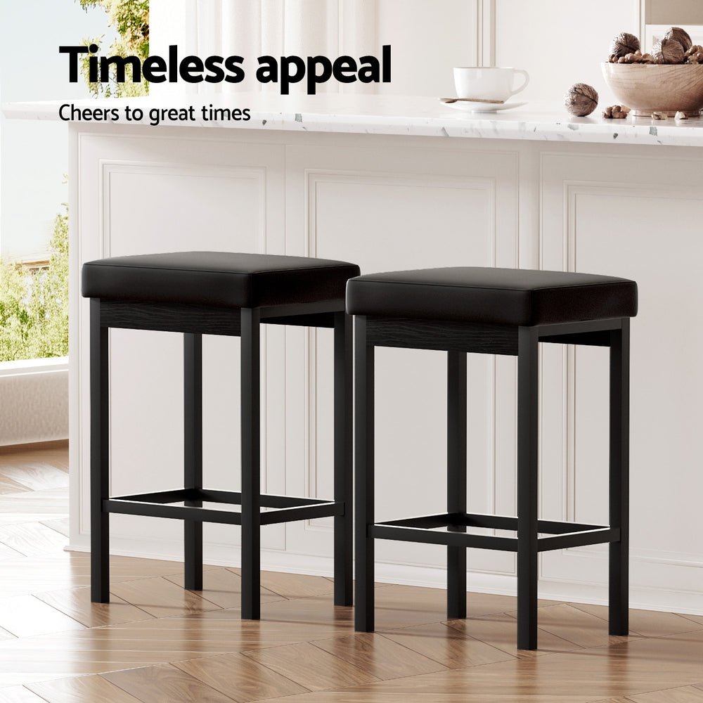 2x Metal Bar Stools PU Seat Dining Counter Chairs - Furniture > Bar Stools & Chairs > Table & Bar Stools - Rivercity House & Home Co. (ABN 18 642 972 209) - Affordable Modern Furniture Australia