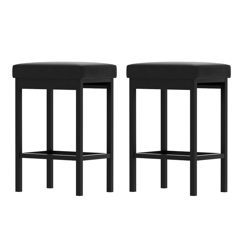2x Metal Bar Stools PU Seat Dining Counter Chairs - Furniture > Bar Stools & Chairs > Table & Bar Stools - Rivercity House & Home Co. (ABN 18 642 972 209) - Affordable Modern Furniture Australia