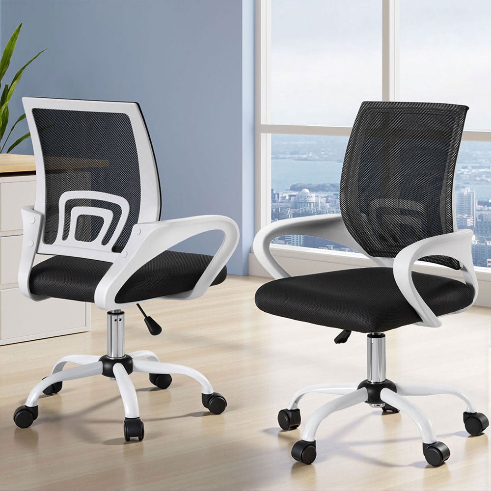2x Office Chair Mesh Computer Gaming Desk Chairs Work Study Mid Back - Furniture > Office > Office & Desk Chairs - Rivercity House & Home Co. (ABN 18 642 972 209) - Affordable Modern Furniture Australia