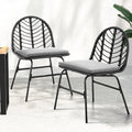 Set of 2 Outdoor Chairs Dining Chair Lounge Wicker Patio Furniture Black