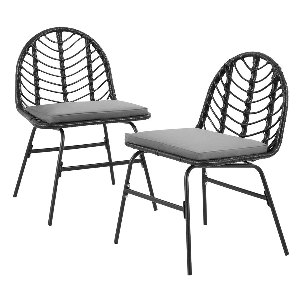 2x Outdoor Chairs Dining Chair Lounge Wicker Patio Furniture Black - Furniture > Outdoor > Outdoor Chairs - Rivercity House & Home Co. (ABN 18 642 972 209) - Affordable Modern Furniture Australia