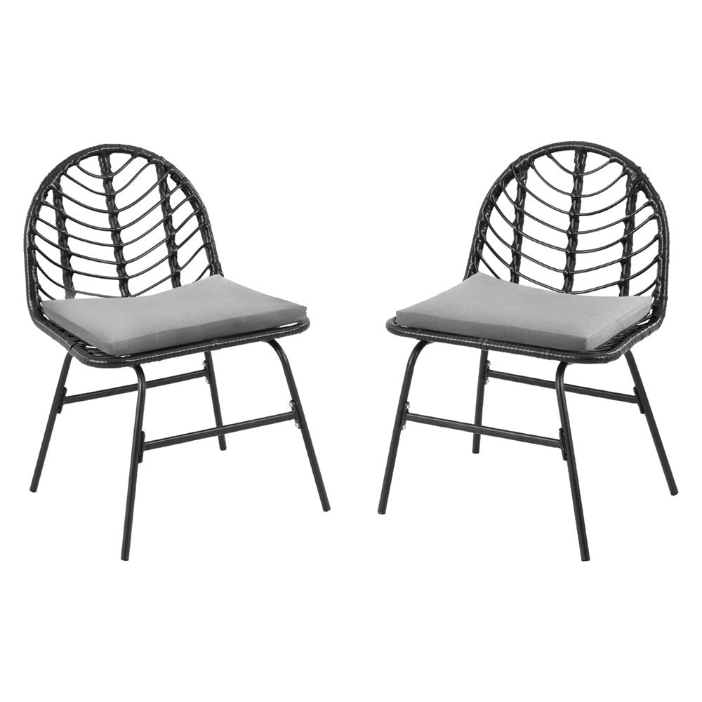 2x Outdoor Chairs Dining Chair Lounge Wicker Patio Furniture Black - Furniture > Outdoor > Outdoor Chairs - Rivercity House & Home Co. (ABN 18 642 972 209) - Affordable Modern Furniture Australia