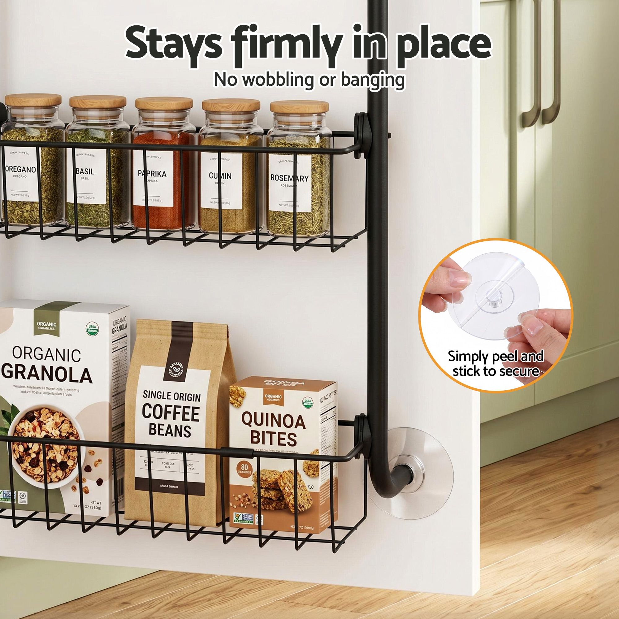 2x Over Door Storage Pantry Organiser 6 - Tier Metal Hanger Hook Black - Tools > Tools Storage > Wall Storage Racks - Rivercity House & Home Co. (ABN 18 642 972 209) - Affordable Modern Furniture Australia