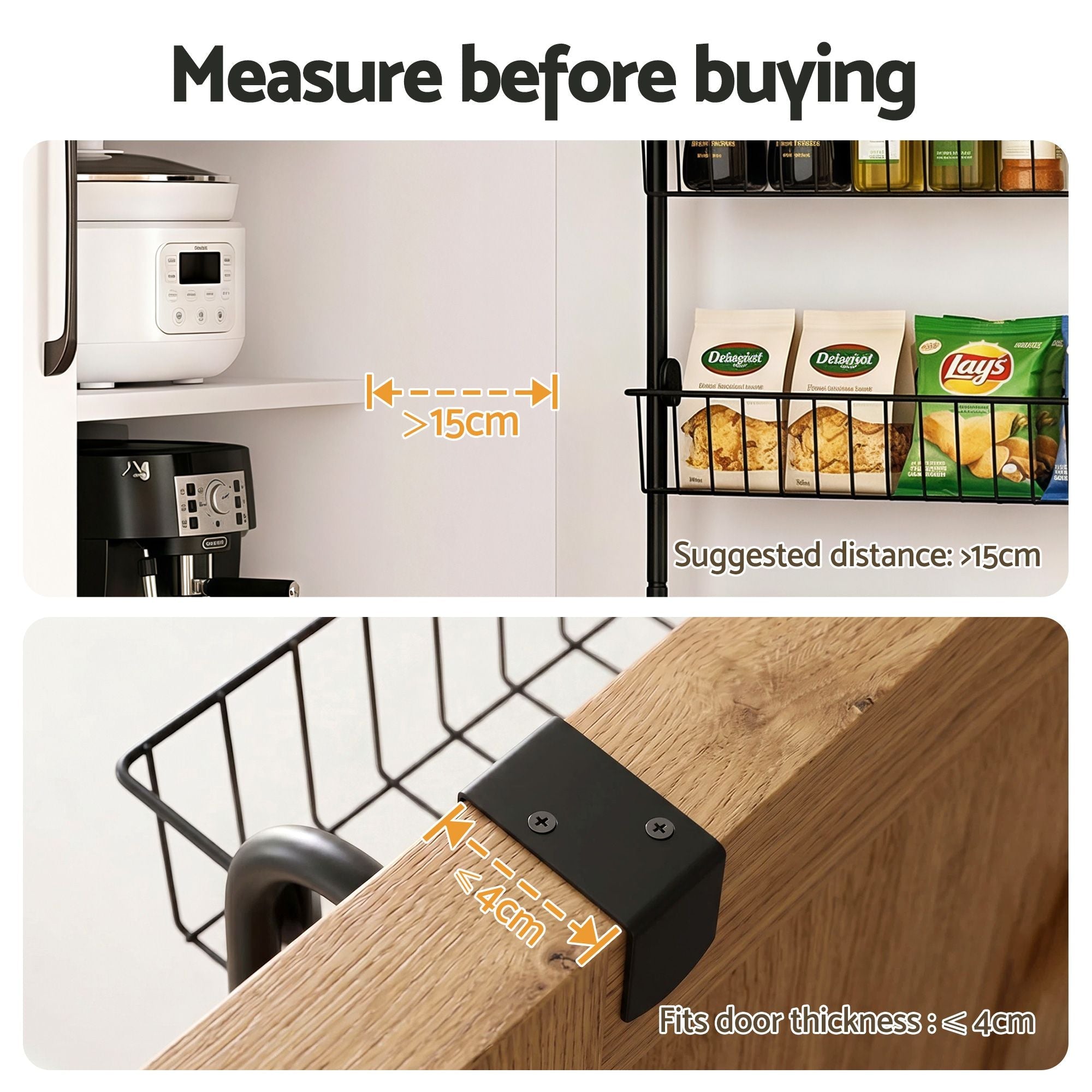 2x Over Door Storage Pantry Organiser 6 - Tier Metal Hanger Hook Black - Tools > Tools Storage > Wall Storage Racks - Rivercity House & Home Co. (ABN 18 642 972 209) - Affordable Modern Furniture Australia