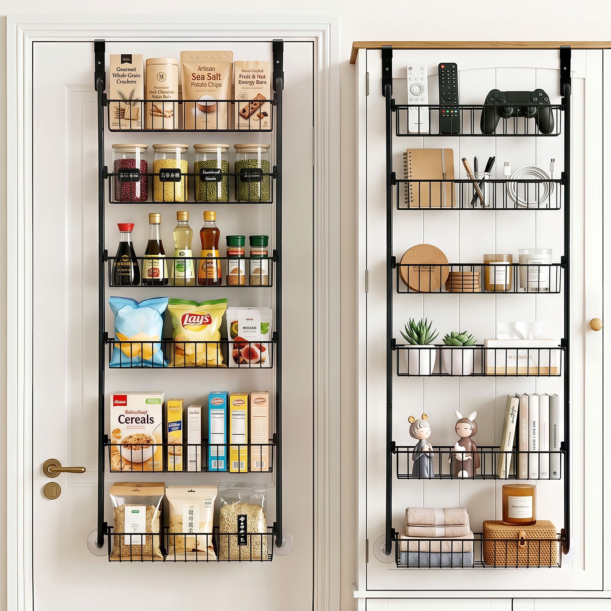 2x Over Door Storage Pantry Organiser 6 - Tier Metal Hanger Hook Black - Tools > Tools Storage > Wall Storage Racks - Rivercity House & Home Co. (ABN 18 642 972 209) - Affordable Modern Furniture Australia