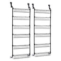 2x Over Door Storage Pantry Organiser 6-Tier Metal Hanger Hook Black
