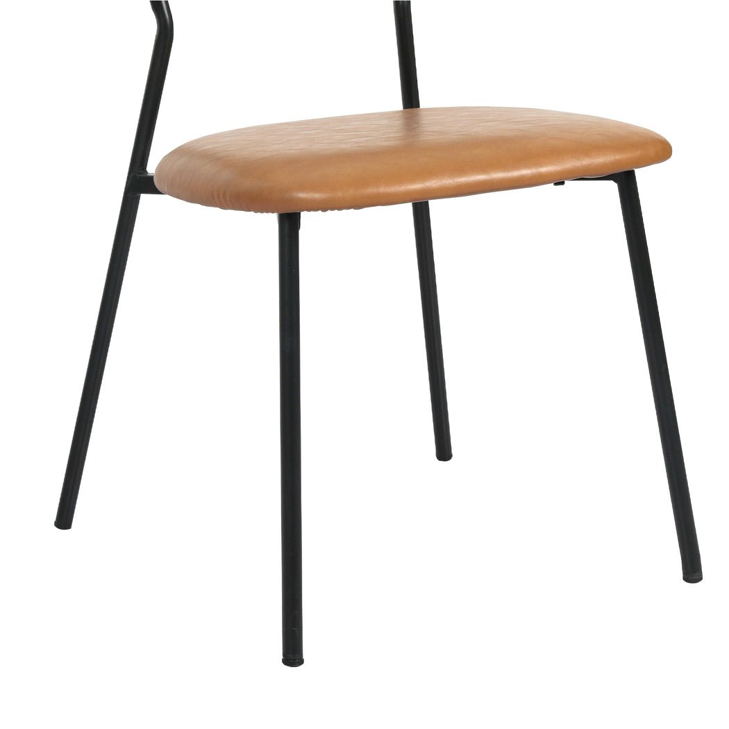 2x PU Leather Dining Chairs with Metal Legs - Brown - Rivercity House & Home Co. (ABN 18 642 972 209) - Affordable Modern Furniture Australia
