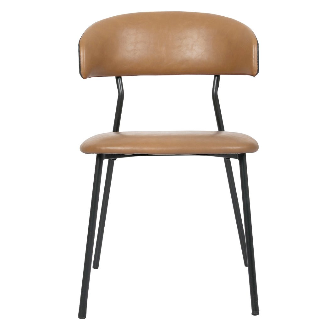 2x PU Leather Dining Chairs with Metal Legs - Brown - Rivercity House & Home Co. (ABN 18 642 972 209) - Affordable Modern Furniture Australia