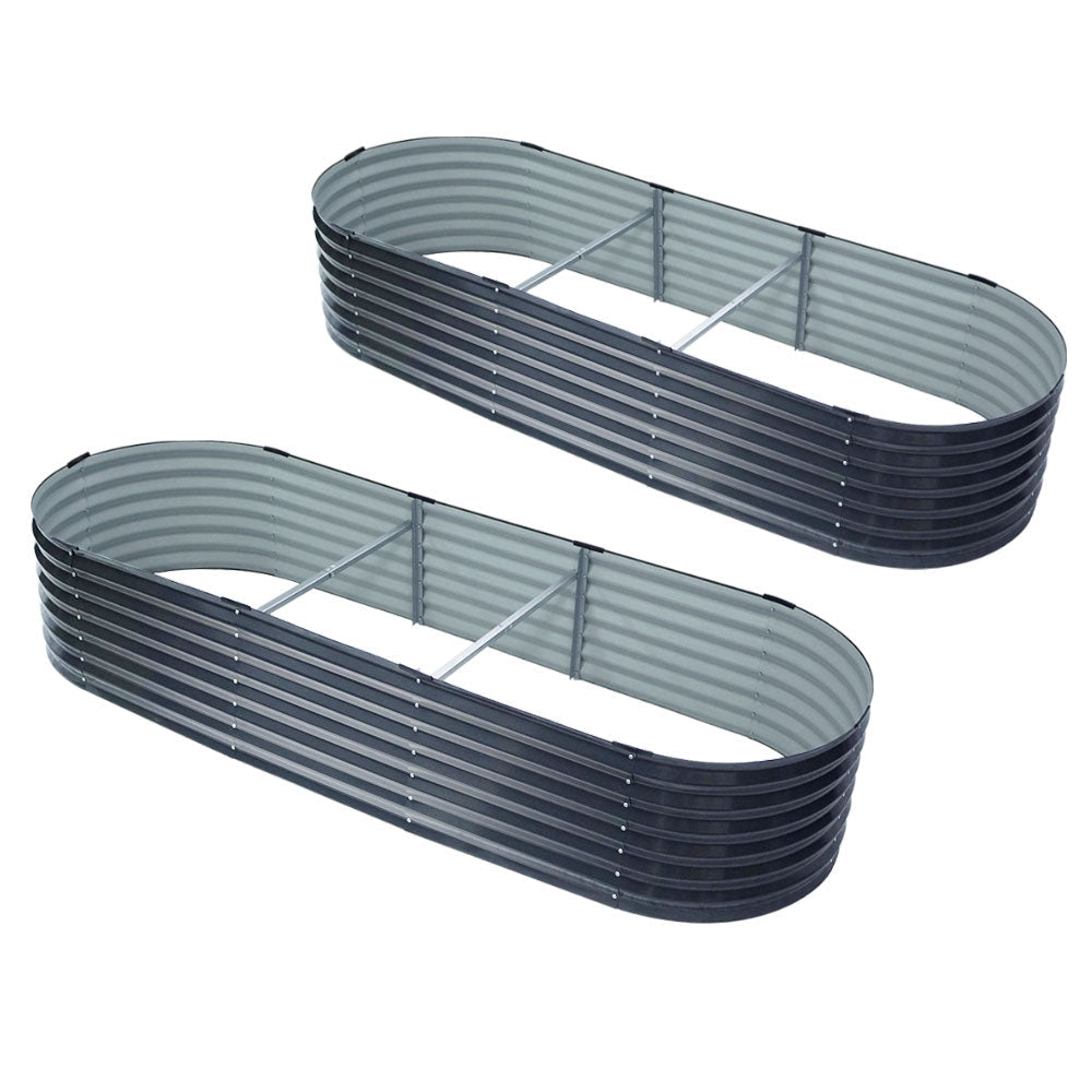 2x Raised Green Fingers Garden Bed 240X80X42cm Oval Planter Box Container Galvanised - Home & Garden > Garden Beds > Garden Beds & Planters - Rivercity House & Home Co. (ABN 18 642 972 209) - Affordable Modern Furniture Australia