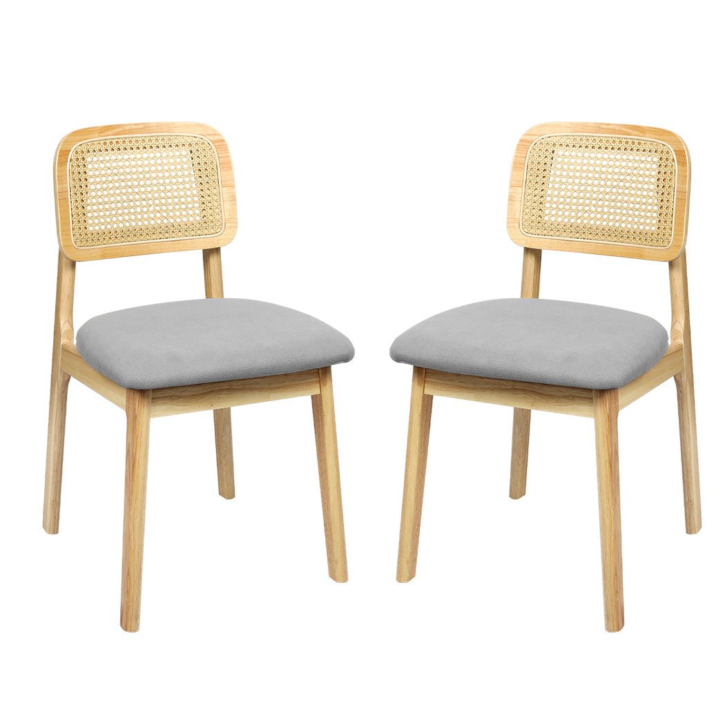 2x Rattan Armless Dining Chairs with Wood Frame - Natural - Rivercity House & Home Co. (ABN 18 642 972 209) - Affordable Modern Furniture Australia