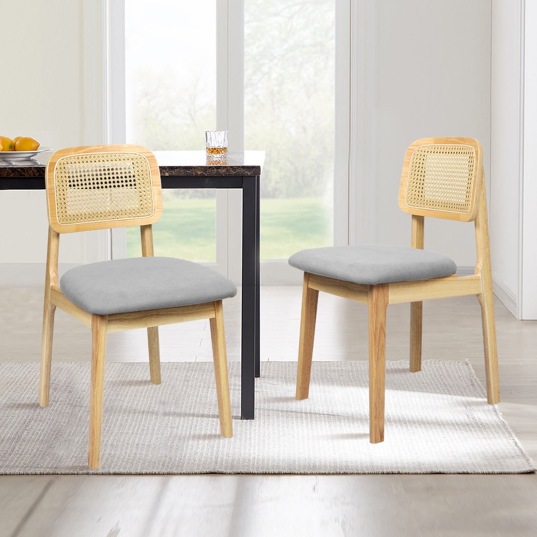 2x Rattan Armless Dining Chairs with Wood Frame - Natural - Rivercity House & Home Co. (ABN 18 642 972 209) - Affordable Modern Furniture Australia