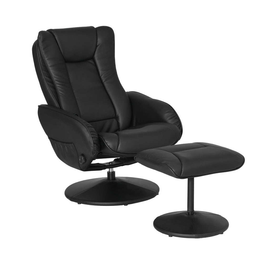 2X Recliner Chair Ottoman Heated Massage Black - Furniture > Bar Stools & Chairs > Arm Chairs & Recliners - Rivercity House & Home Co. (ABN 18 642 972 209) - Affordable Modern Furniture Australia