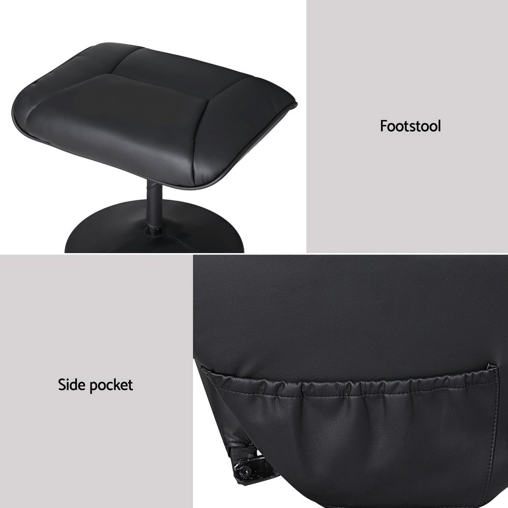2X Recliner Chair Ottoman Heated Massage Black - Furniture > Bar Stools & Chairs > Arm Chairs & Recliners - Rivercity House & Home Co. (ABN 18 642 972 209) - Affordable Modern Furniture Australia
