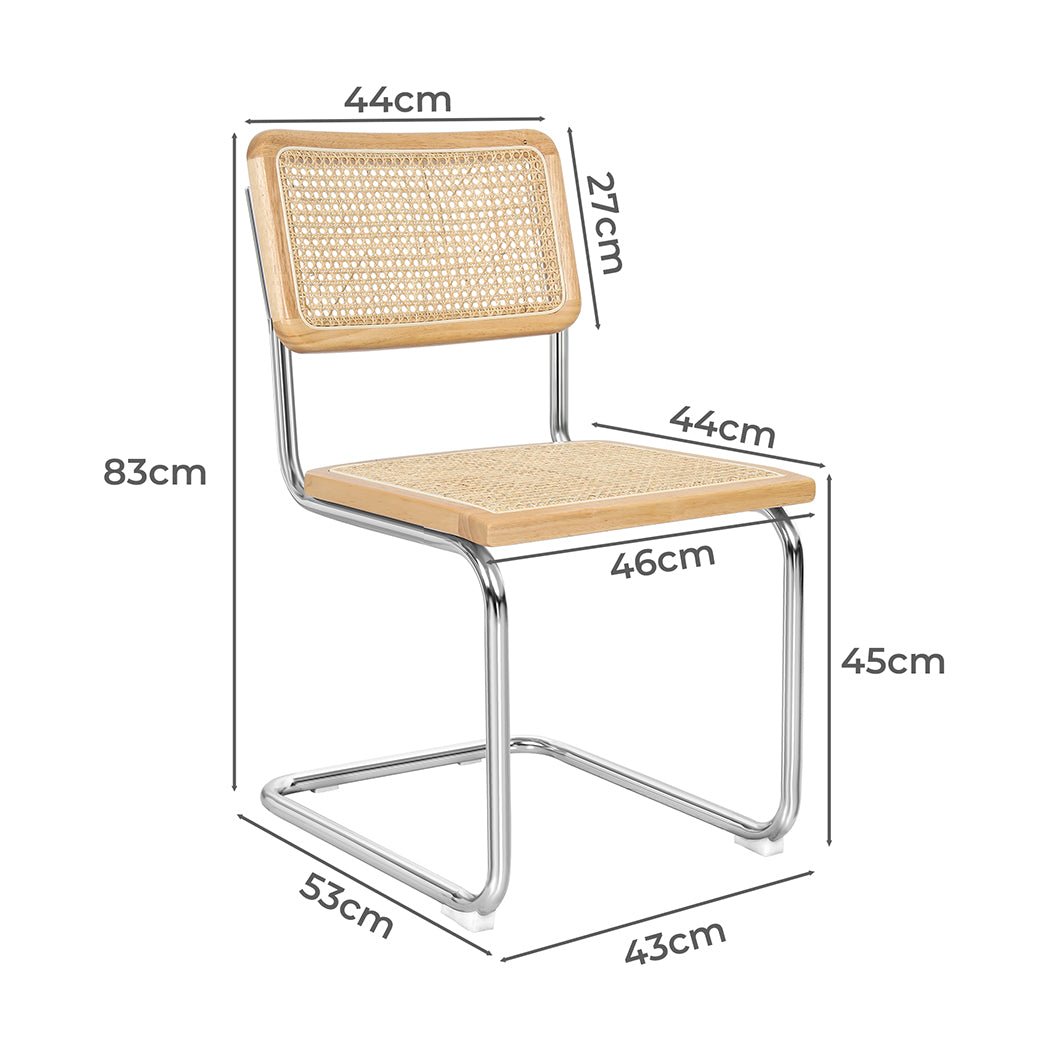 2x Replica Cesca Rattan Dining Chairs with Rubberwood Frame - Natural - Rivercity House & Home Co. (ABN 18 642 972 209) - Affordable Modern Furniture Australia