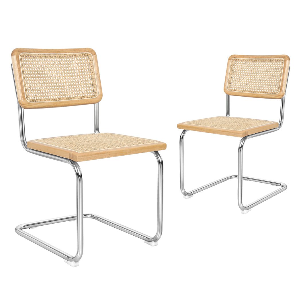 2x Replica Cesca Rattan Dining Chairs with Rubberwood Frame - Natural - Rivercity House & Home Co. (ABN 18 642 972 209) - Affordable Modern Furniture Australia