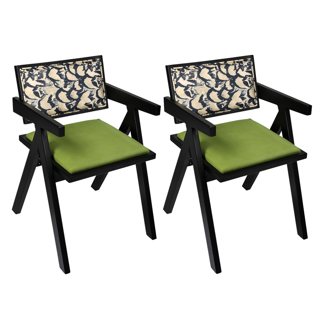 2X Retro Dining Chairs with Backrest and Cushions - Green - Rivercity House & Home Co. (ABN 18 642 972 209) - Affordable Modern Furniture Australia