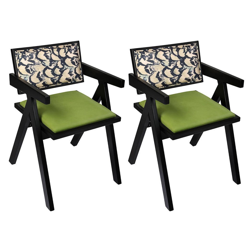 2X Retro Dining Chairs with Backrest and Cushions - Green - Rivercity House & Home Co. (ABN 18 642 972 209) - Affordable Modern Furniture Australia