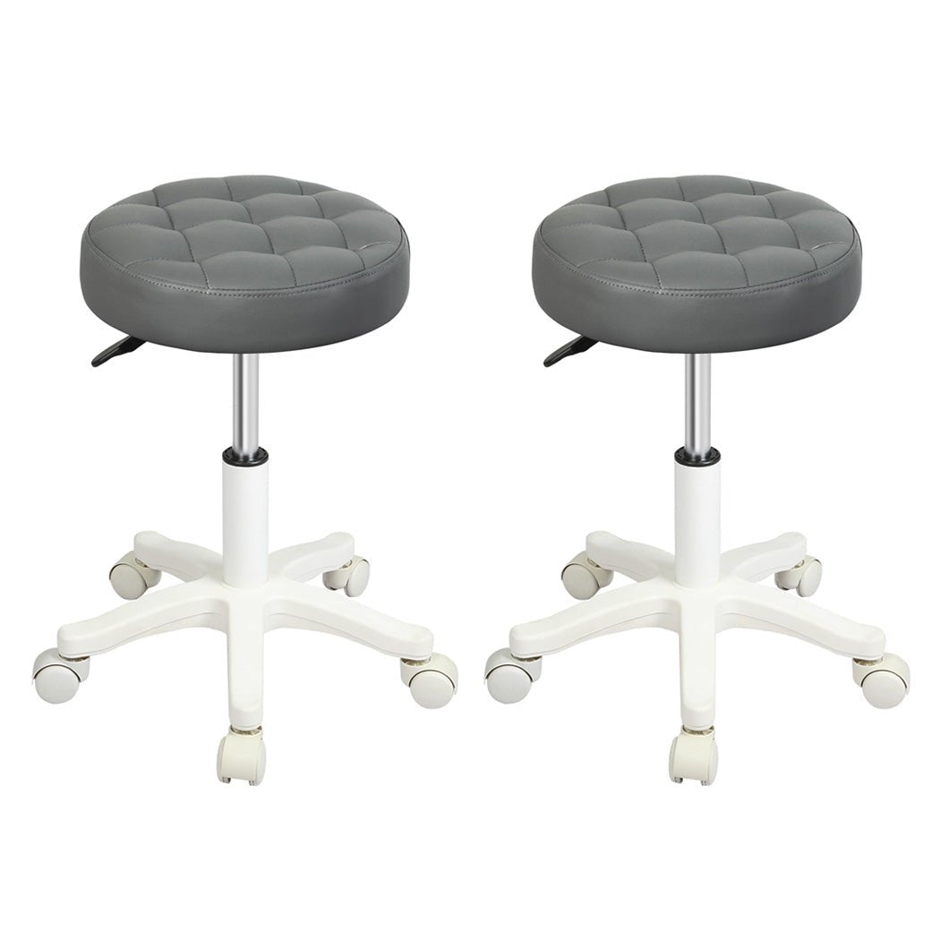 2x Rolling Swivel Bar Stool with PU Leather Seat - Grey - Rivercity House & Home Co. (ABN 18 642 972 209) - Affordable Modern Furniture Australia
