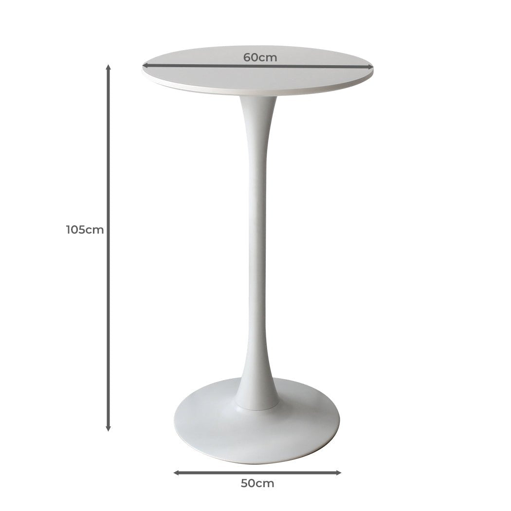 2x Round Pub Bar Tables 60cm with Steel Frame - White - Rivercity House & Home Co. (ABN 18 642 972 209) - Affordable Modern Furniture Australia
