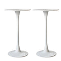 Set of 2 Round Pub Bar Tables 60cm with Steel Frame - White