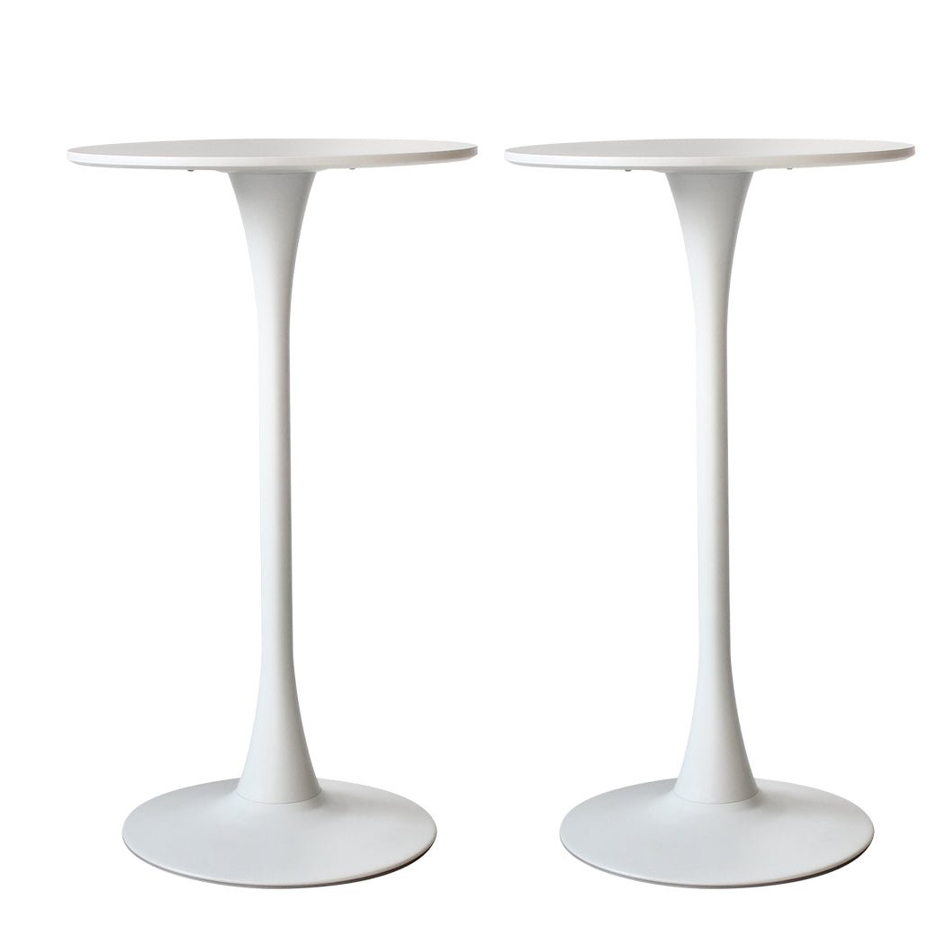 2x Round Pub Bar Tables 60cm with Steel Frame - White - Rivercity House & Home Co. (ABN 18 642 972 209) - Affordable Modern Furniture Australia