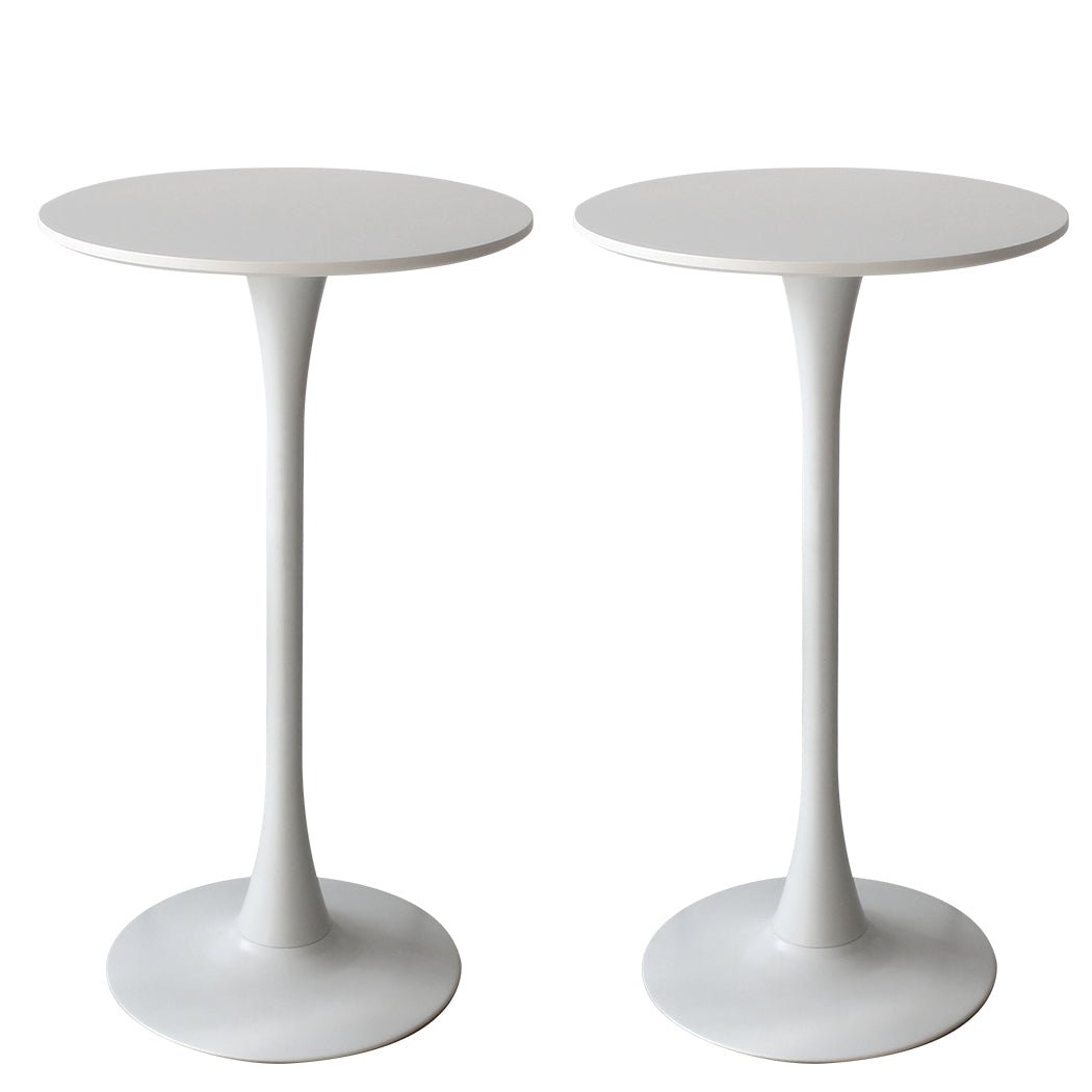 2x Round Pub Bar Tables 60cm with Steel Frame - White - Rivercity House & Home Co. (ABN 18 642 972 209) - Affordable Modern Furniture Australia