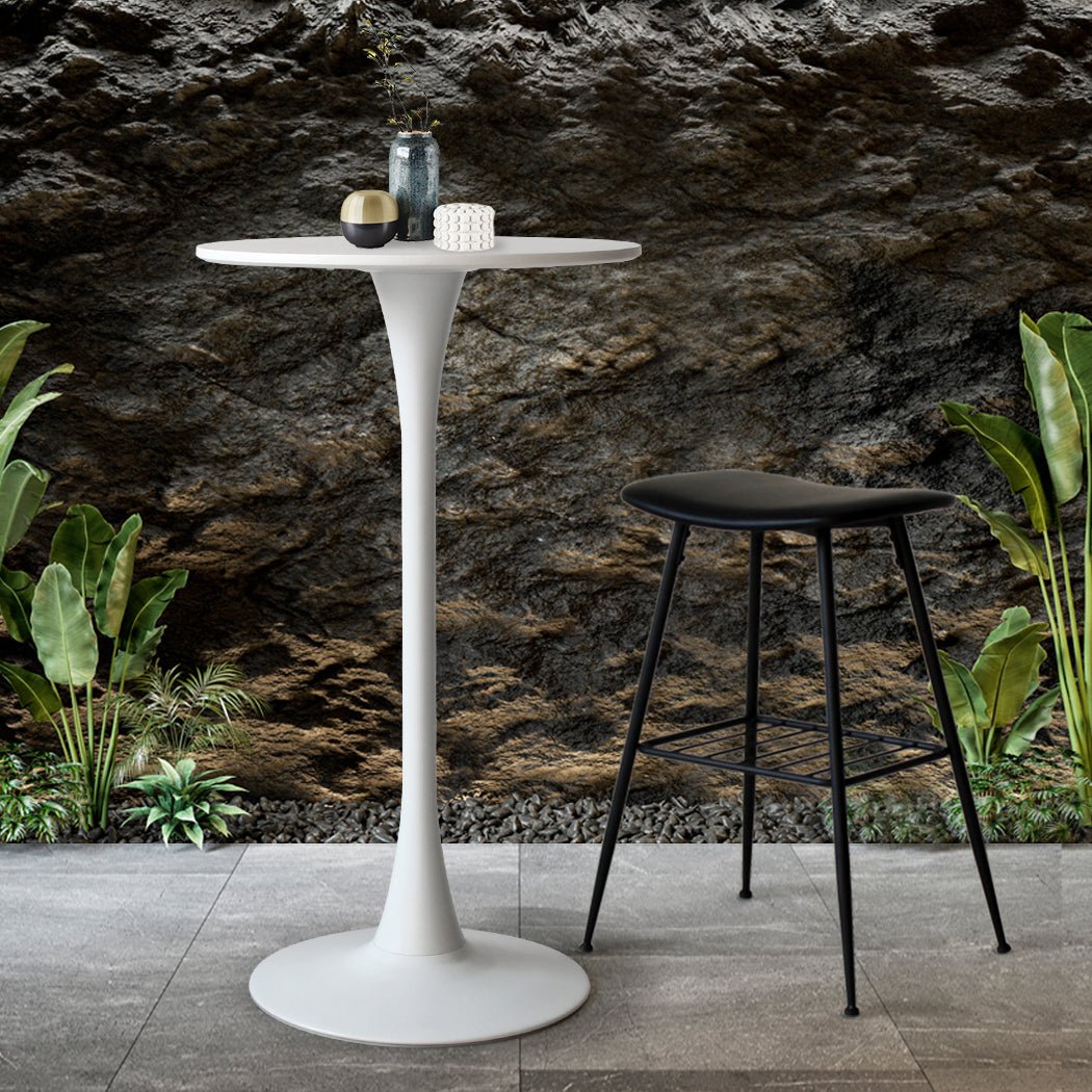 2x Round Pub Bar Tables 60cm with Steel Frame - White - Rivercity House & Home Co. (ABN 18 642 972 209) - Affordable Modern Furniture Australia