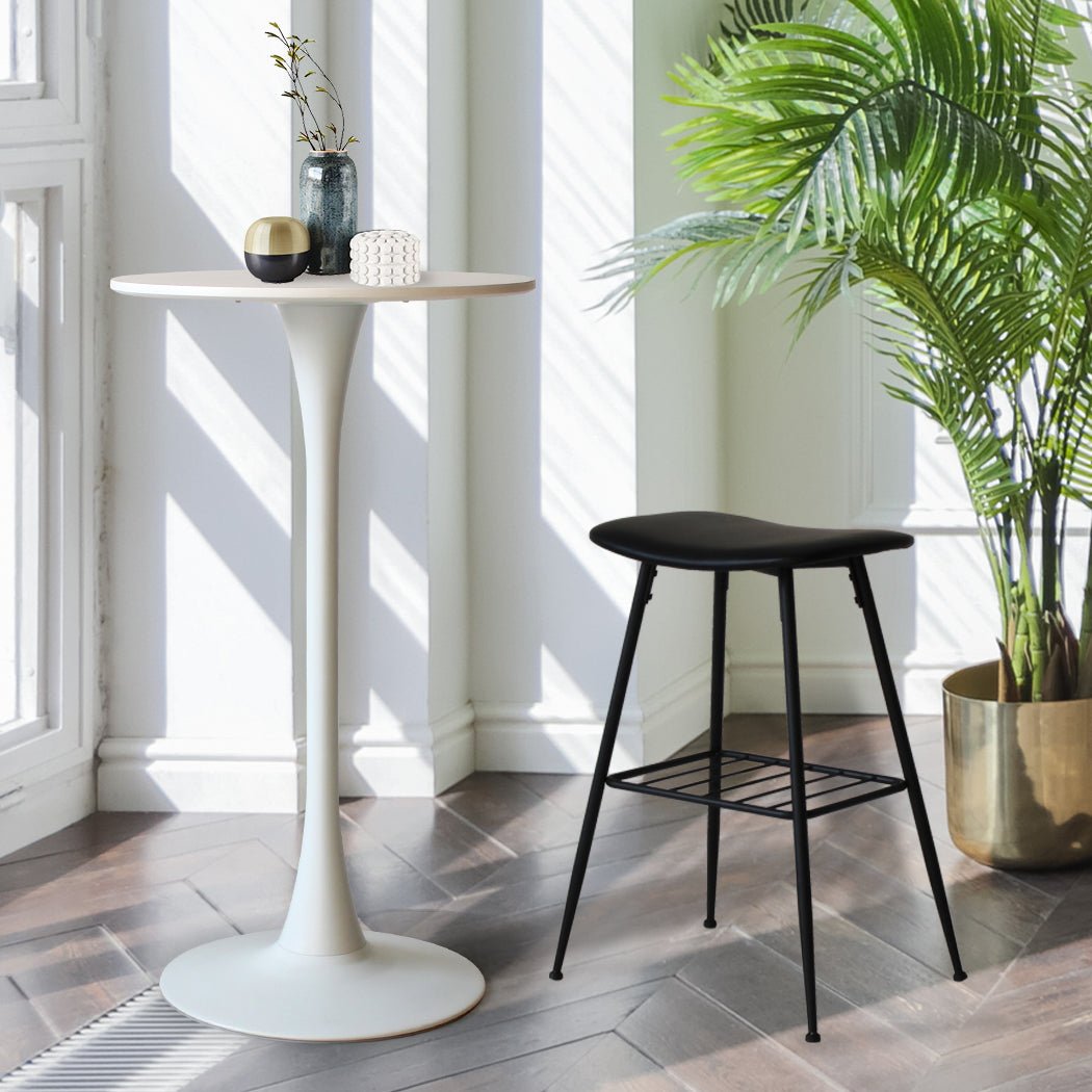 2x Round Pub Bar Tables 60cm with Steel Frame - White - Rivercity House & Home Co. (ABN 18 642 972 209) - Affordable Modern Furniture Australia