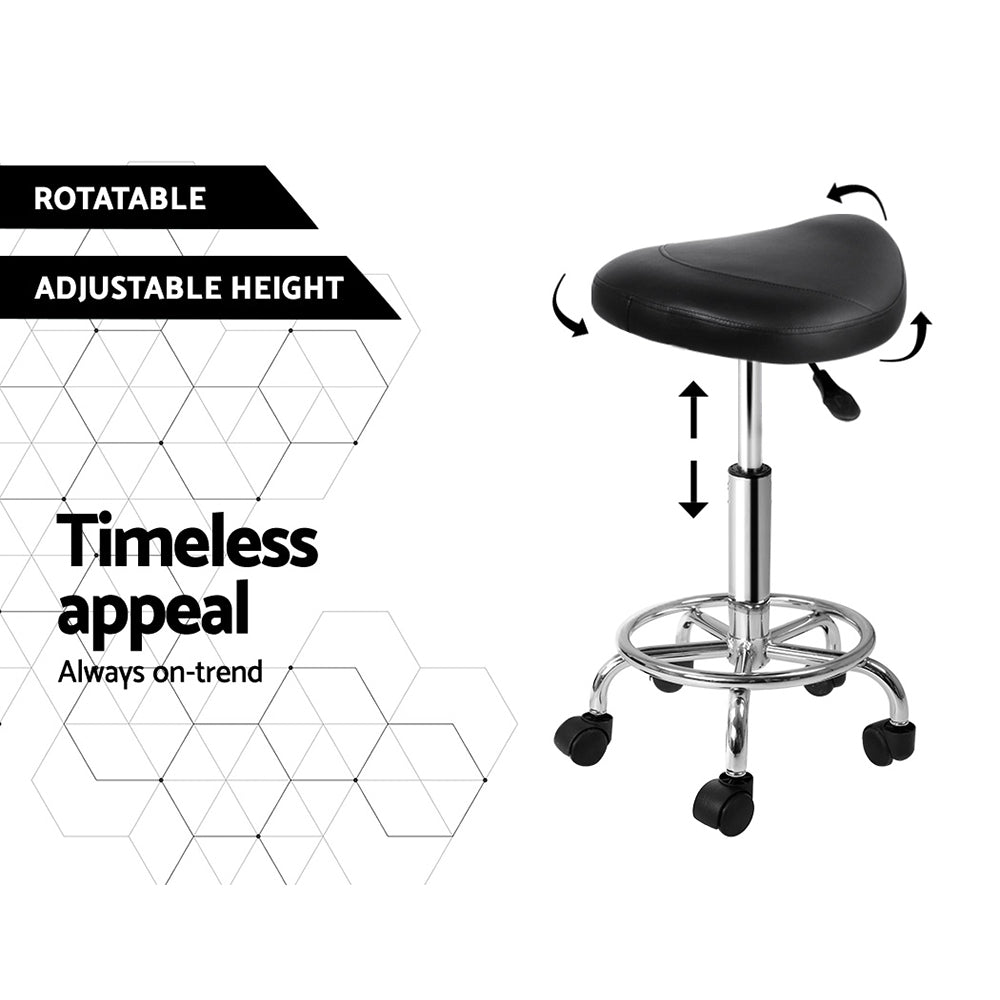 2X Saddle Salon Stool Swivel Barber Hair Dress Chair Hydraulic Lift Black - Furniture > Bar Stools & Chairs - Rivercity House & Home Co. (ABN 18 642 972 209) - Affordable Modern Furniture Australia