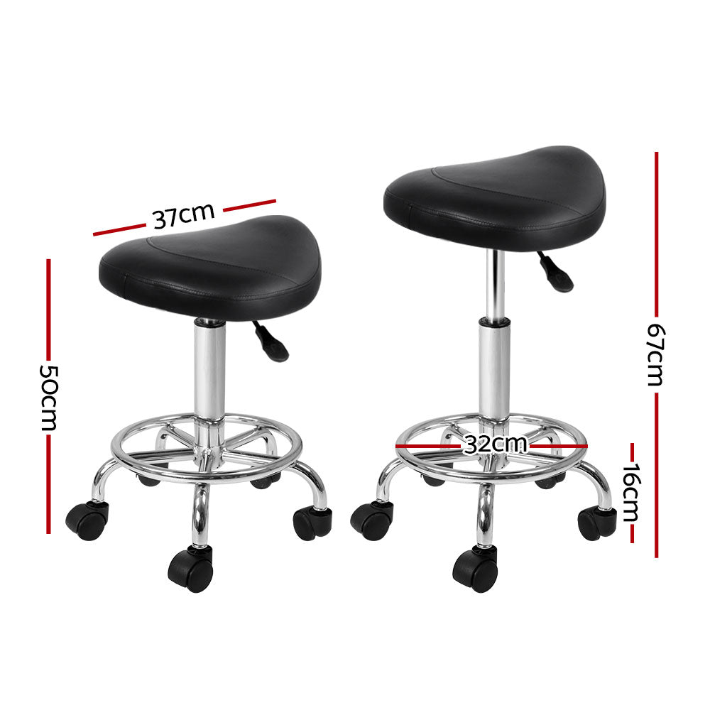 2X Saddle Salon Stool Swivel Barber Hair Dress Chair Hydraulic Lift Black - Furniture > Bar Stools & Chairs - Rivercity House & Home Co. (ABN 18 642 972 209) - Affordable Modern Furniture Australia